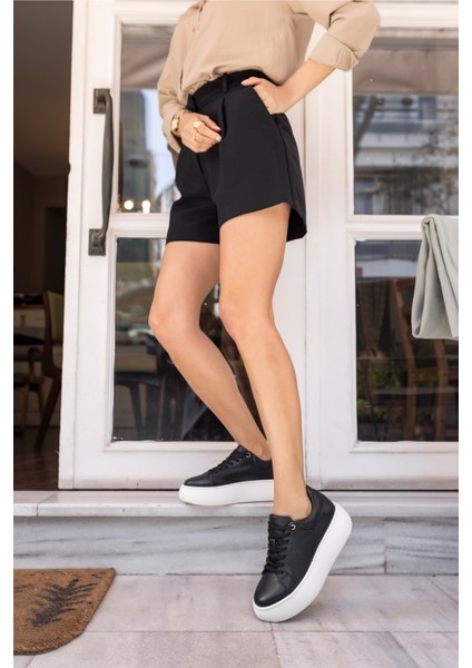 Cupy Kadin Siyah Gercek Deri Eva Taban Sneaker