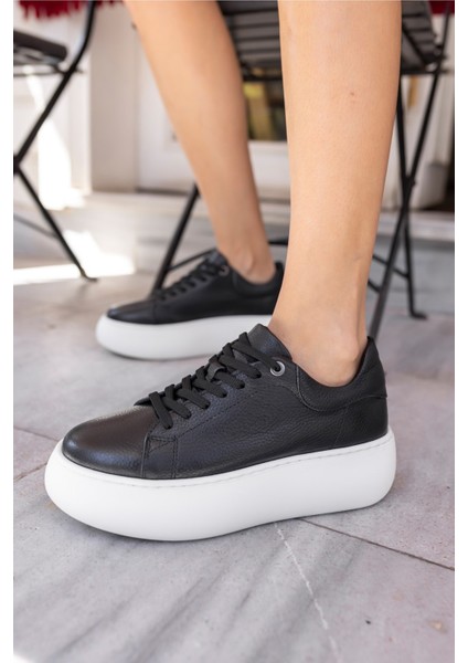 Cupy Kadin Siyah Gercek Deri Eva Taban Sneaker fırsatları