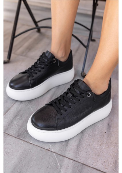 Cupy Kadin Siyah Gercek Deri Eva Taban Sneaker