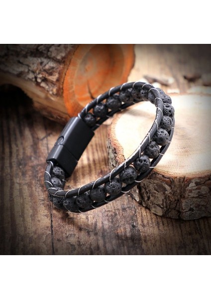 Lav Taşı Doğaltaş Deri Bileklik 31682B2D8M3 modelleri