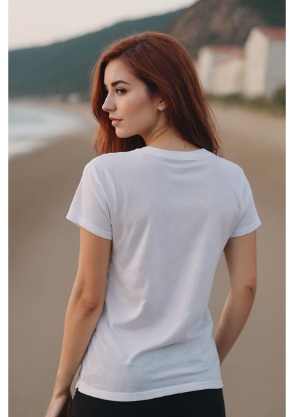 Talk Less Do More Baskılı Beyaz V Yaka Tişört fiyatları