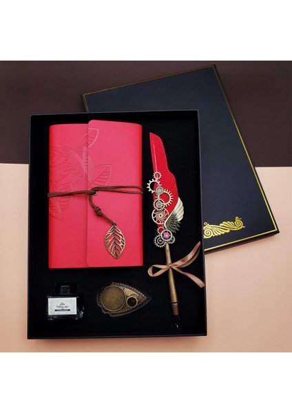 Defterli Divit Kalem Seti Kırmızı