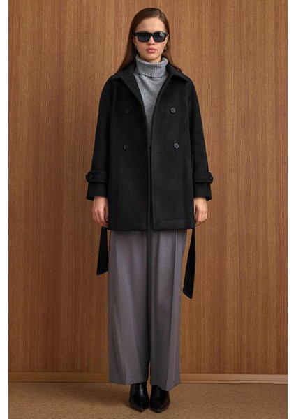 Reglan Kol Kruvaze Kısa Kaban SİYAH 3150