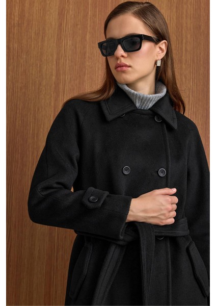 Reglan Kol Kruvaze Kısa Kaban SİYAH 3150