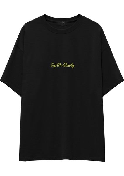 Margarita Oversize Tişört - Siyah