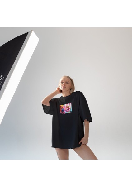 Lips Oversize Tişört - Siyah fiyatları