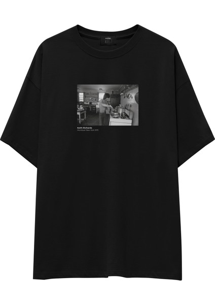 Keith Richards New York 1992 Oversize Tişört -Beyaz