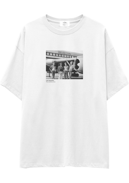 LED Zeppelin The Starship Oversize Tişört - Beyaz