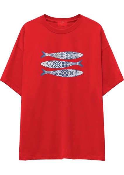 Mediterraneo Oversize Tişört - Kırmızı