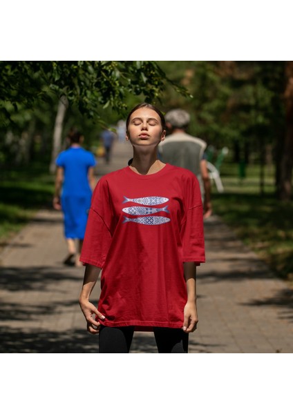 Mediterraneo Oversize Tişört - Kırmızı fiyatları