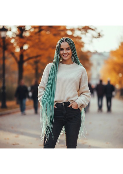 Afrika Örgüsü ve Rasta Için Sentetik Saç - Su Yeşili