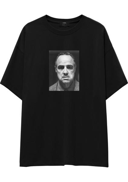 Marlon Brando / Godfather 1972 Oversize Tişört - Siyah
