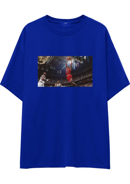 Michael Jordan Chicago Bulls 1997 Oversize Tişört - Mavi