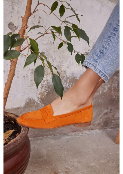 Vanessa Kadın Taba Leopar Siyah Garnılı Gercek Deri Babet