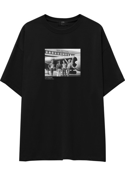 LED Zeppelin The Starship Oversize Tişört - Siyah