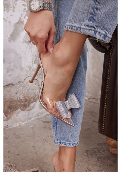 Faes Kadın Yeşil Seffaf Topuklu Ayakkabi