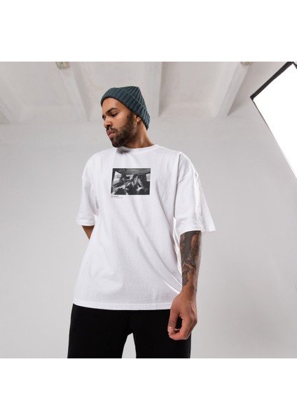 LED Zeppelin Limo Los Angeles 1971 Oversize Tişört - Beyaz fiyatları