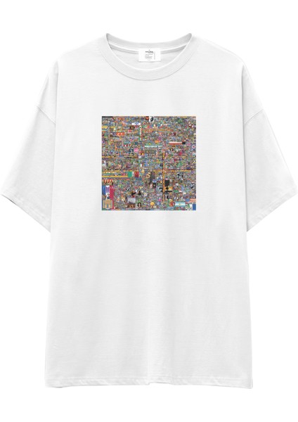 Reddit Place Oversize Tişört - Beyaz