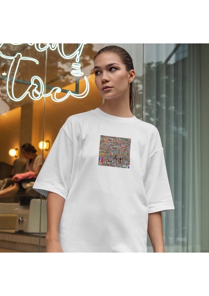 Reddit Place Oversize Tişört - Beyaz fiyatları