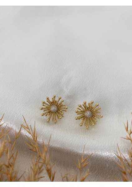 Çiçek Figür Xupıng Çelik Küpe