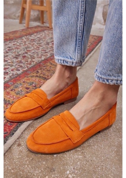 Vanessa Kadın Taba Leopar Siyah Garnılı Gercek Deri Babet