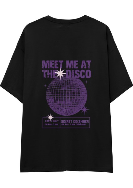 Meet Me At The Disco Oversize Tişört - Siyah fiyatları