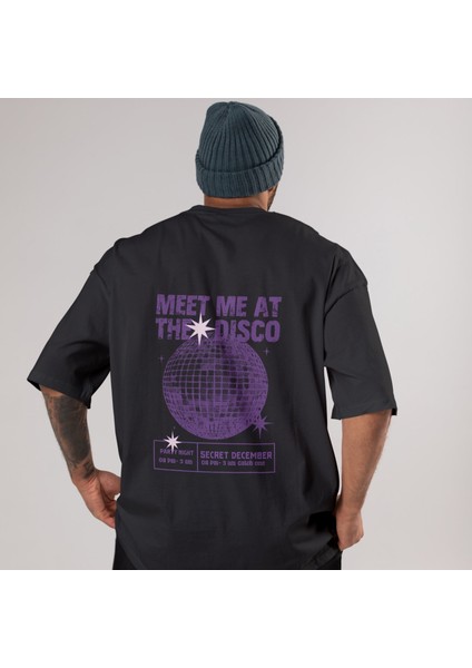 Meet Me At The Disco Oversize Tişört - Siyah fırsatları