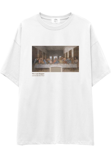 Son Akşam Yemeği Oversize Tişört - Beyaz