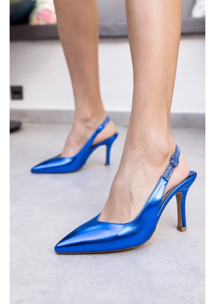 Penny Kadın Gumus Taş Detay Topuklu Ayakkabi