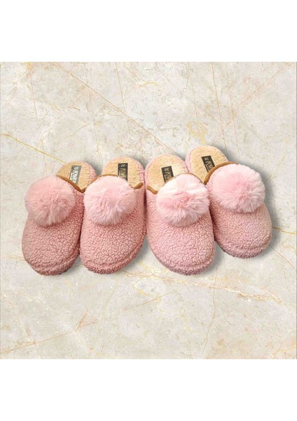 Çeyizlik 2 Adet Ponponlu Ev Terliği