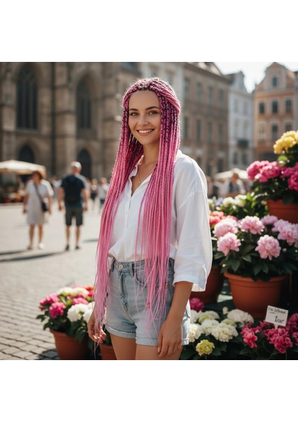 Afrika Örgüsü ve Rasta Için Sentetik Saç - Şeker Pembesi