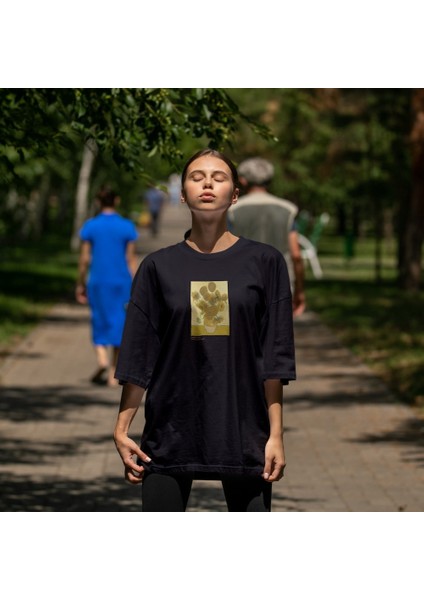 Sunflowers Oversize Tişört - Siyah fiyatları