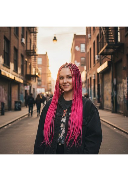 Afrika Örgüsü ve Rasta Için Sentetik Saç - Neon Pembe