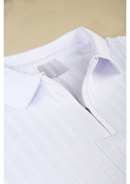 Erkek Beyaz Slim Fit Polo Yaka Triko Kazak - Yumuşak Dokulu Esnek ve Şık Görünüm 2605305 indirimleri