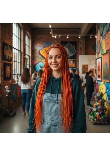 Afrika Örgüsü ve Rasta Için Sentetik Saç - Turuncu