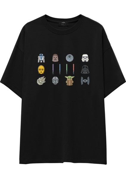 Star Wars Icons Oversize Tişört - Siyah