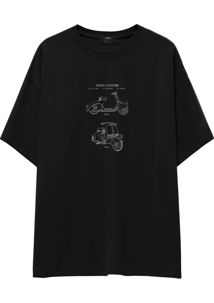 Vespa Oversize Tişört - Siyah