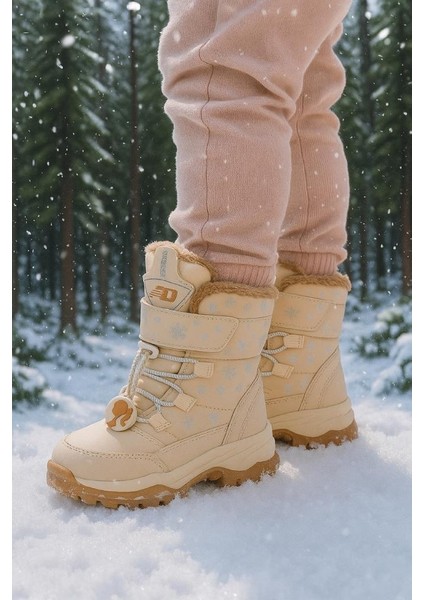 Kız Çocuk Suya ve Soğuk Havaya Dayanıklı Kaymaz Taban Cırtlı Lacivert Pembe Kar Botu fiyatları