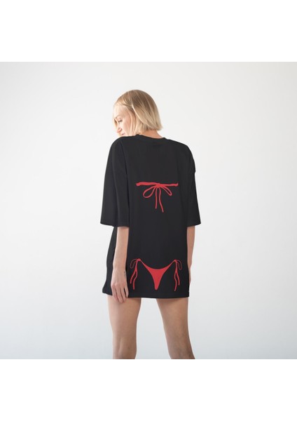 Red Bikini Oversize Tişört - Siyah fırsatları
