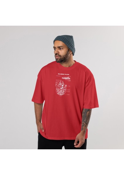 Millennium Falcon Oversize Tişört - Kırmızı fiyatları