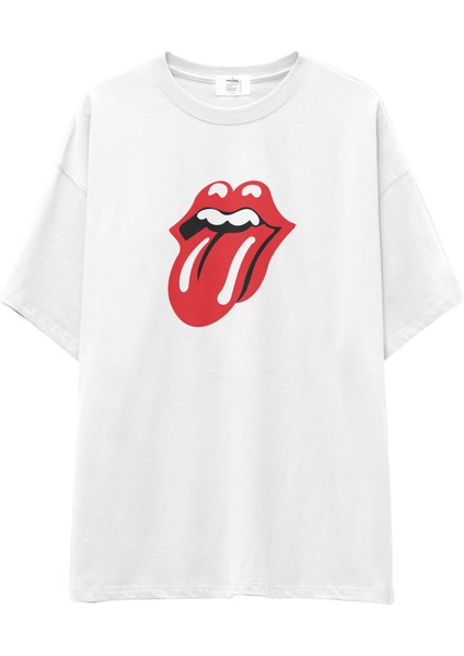 The Rolling Stones Oversize Tişört - Beyaz