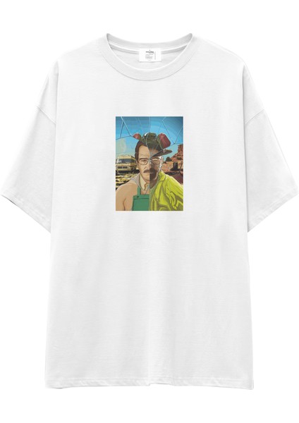 Walter White / Heisenberg Oversize Tişört - Beyaz