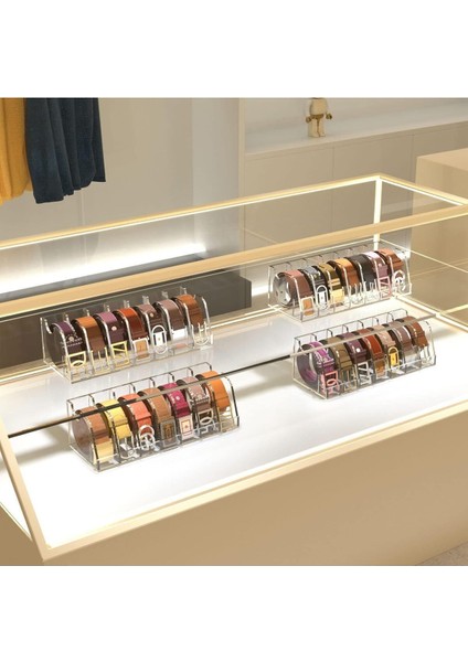 Kemer Düzenleyici, 7 Bölmeli Dolap ve Çekmece Için Akrilik Kemer Saklama Tutucu, Sergileme Standı
