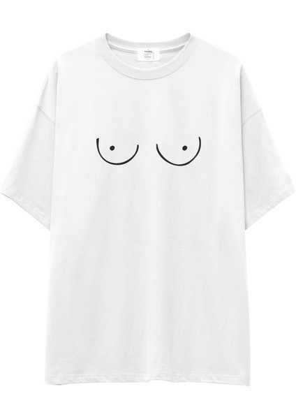 Uncensored Oversize Tişört - Beyaz