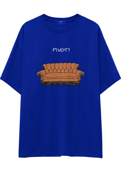 Pivot! / Friends Oversize Tişört - Mavi