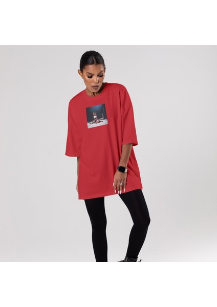 Muhammed Ali And Sonny Liston Usa 1965 Oversize Tişört - Kırmızı fiyatları