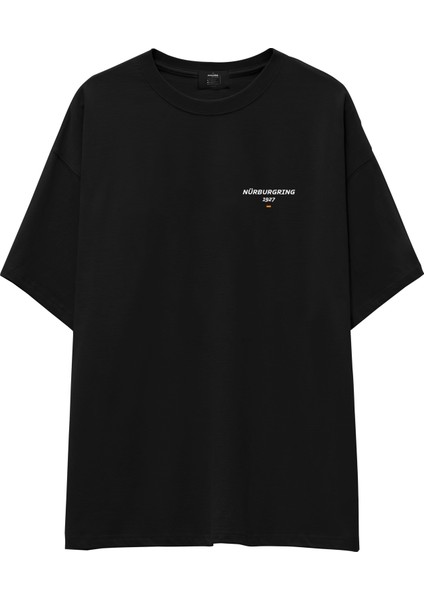 Nürburgring Artwork Oversize Tişört - Siyah