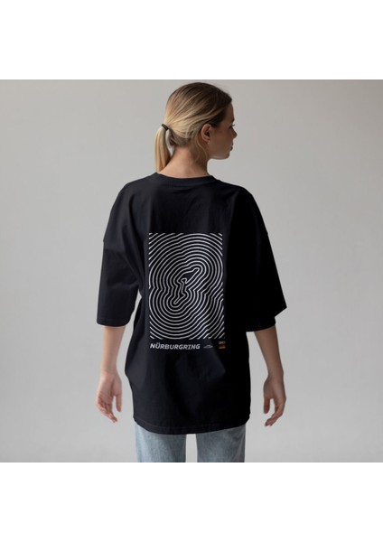 Nürburgring Artwork Oversize Tişört - Siyah fırsatları