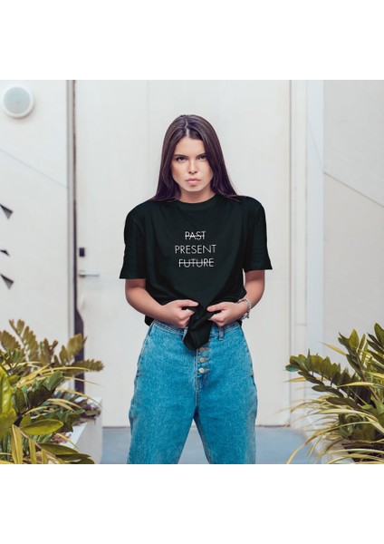 Past Present Future Oversize Tişört - Siyah fiyatları