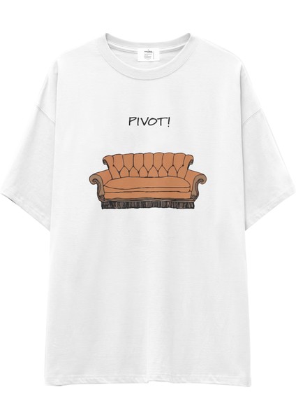 Pivot! / Friends Oversize Tişört - Beyaz